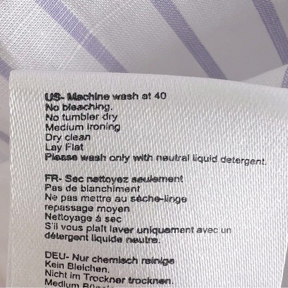 Harshman Coastal Gruner Off Shoulder Linen Blend Top White & Lavender Stripe 3X - Picture 12 of 13
